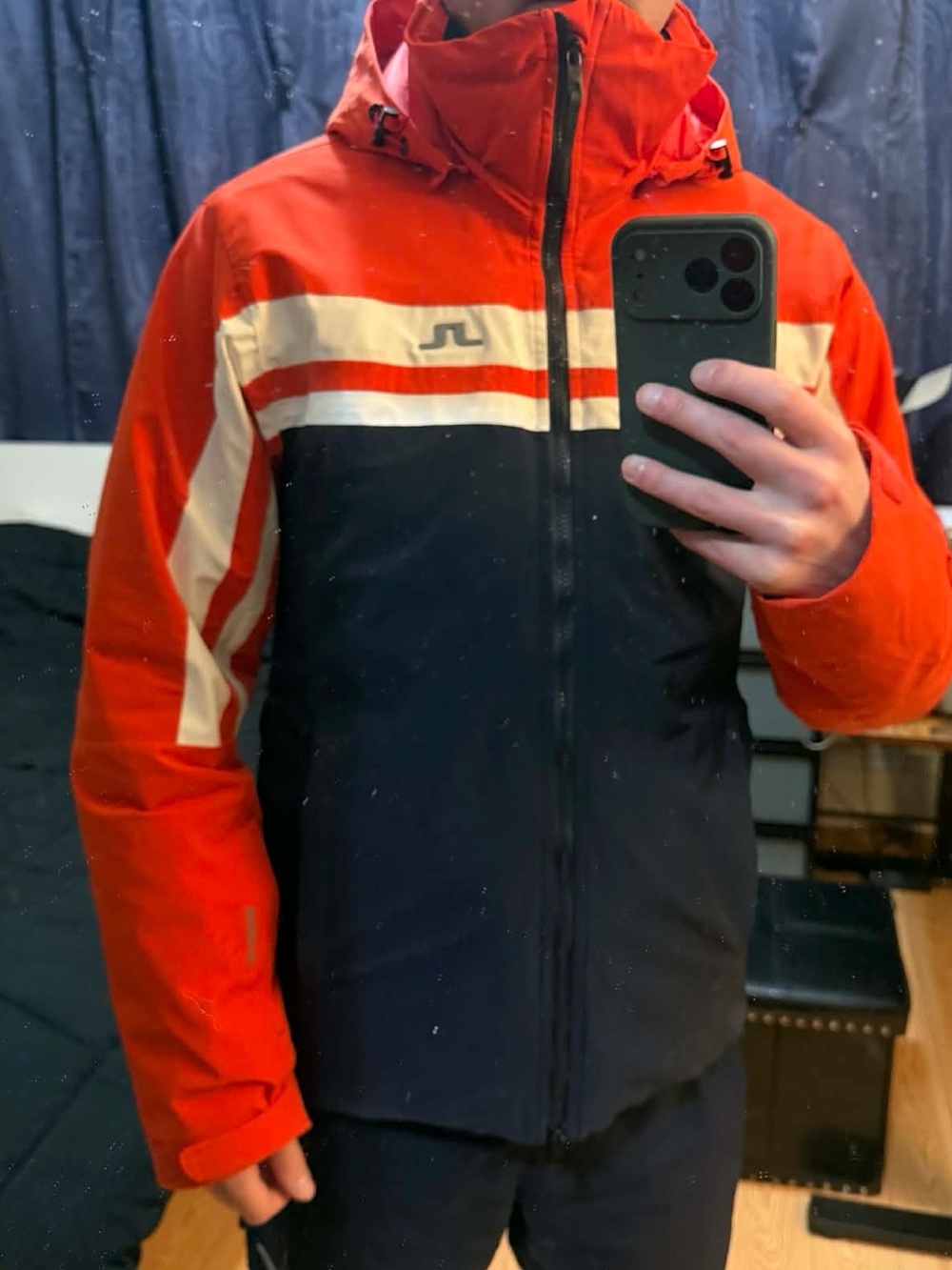 J.Lindeberg Red & Navy Men's Ski Jacket with Hood